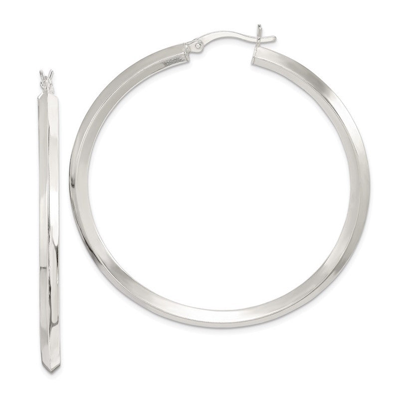 Quality Gold Sterling Silver 50mm Knife Edge Hoop Earrings