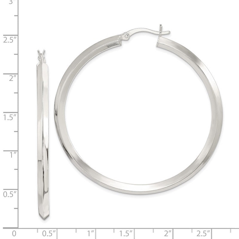 Quality Gold Sterling Silver 50mm Knife Edge Hoop Earrings