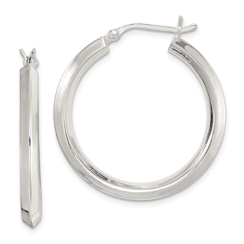 Quality Gold Sterling Silver 30mm Knife Edge Hoop Earrings