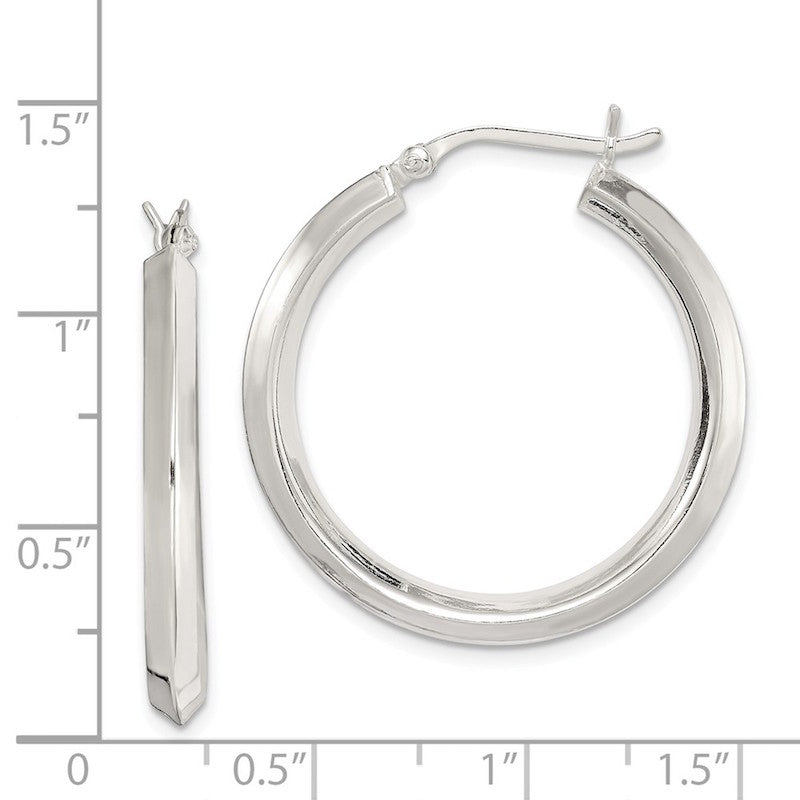 Quality Gold Sterling Silver 30mm Knife Edge Hoop Earrings