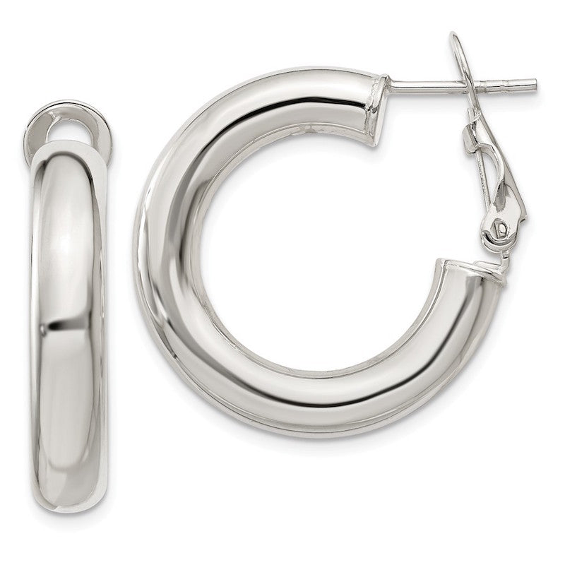 Quality Gold Sterling Silver Omega Back Hoop Earrings