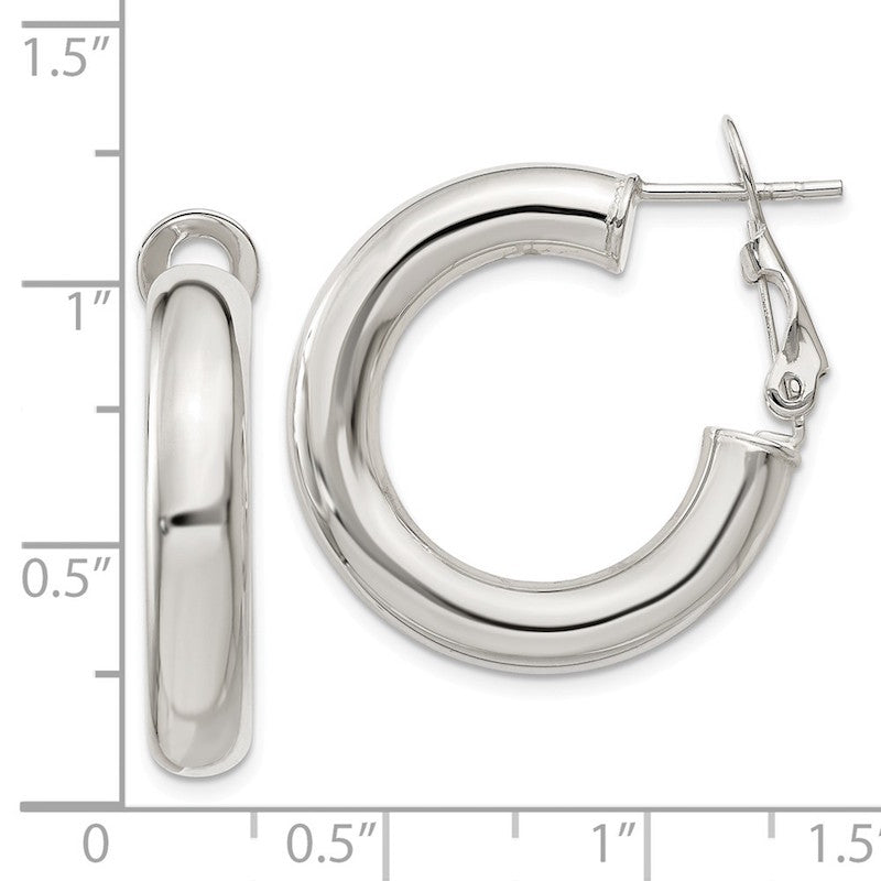 Quality Gold Sterling Silver Omega Back Hoop Earrings