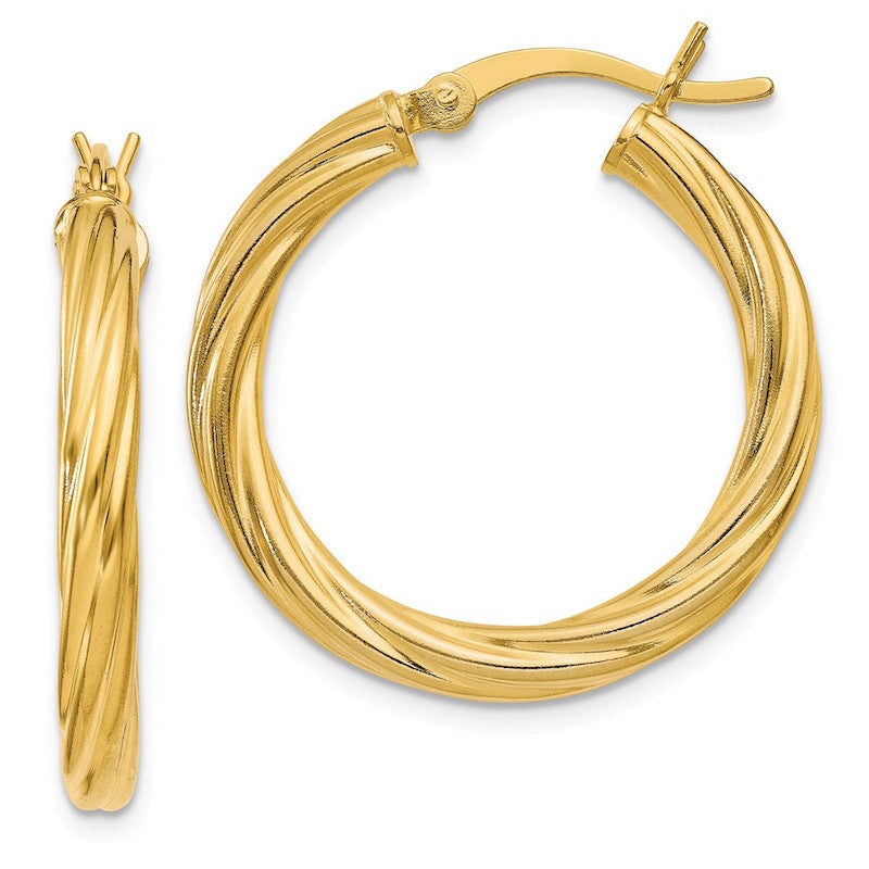 Quality Gold Sterling Silver Gold-flash plated Twist 25mm Hoop Earrings