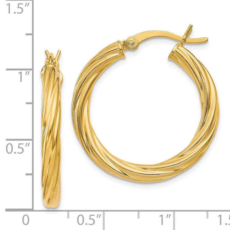 Quality Gold Sterling Silver Gold-flash plated Twist 25mm Hoop Earrings