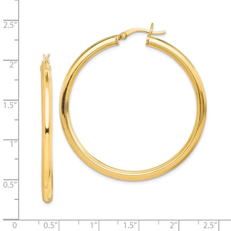 Quality Gold Sterling Silver Gold-flashed 45mm Grooved Hoop Earrings