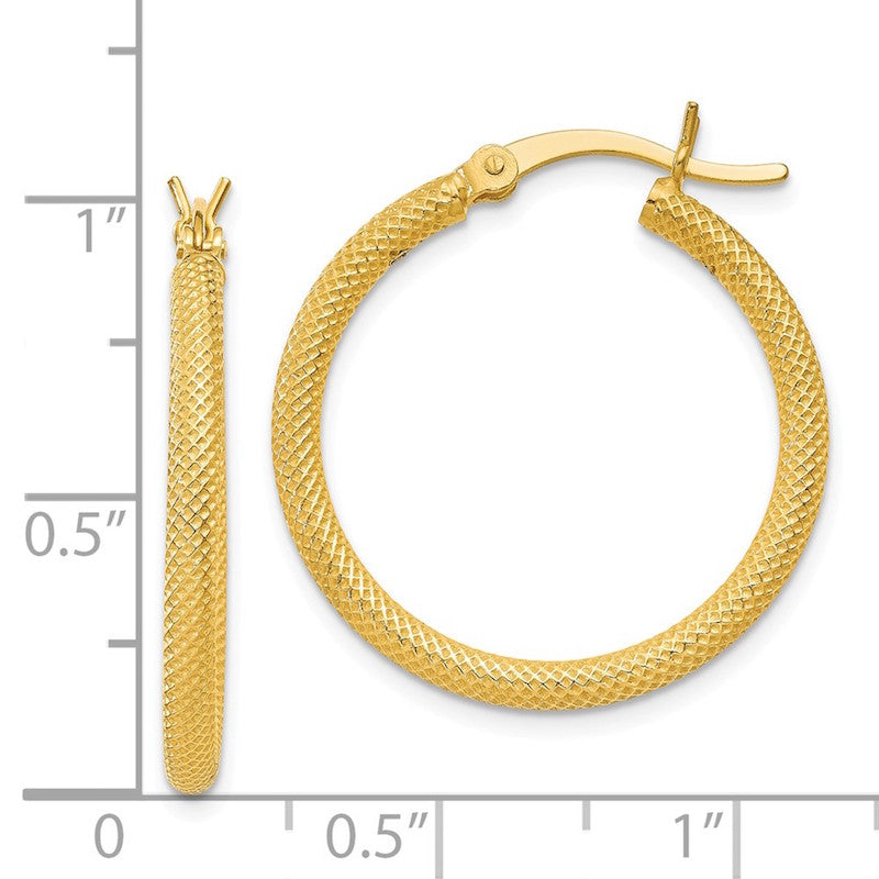 Quality Gold Sterling Silver Gold-flashed Patterned 25mm Hoop Earrings