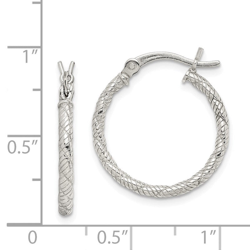 Quality Gold Sterling Silver Patterned Twist 20mm Hoop Earrings