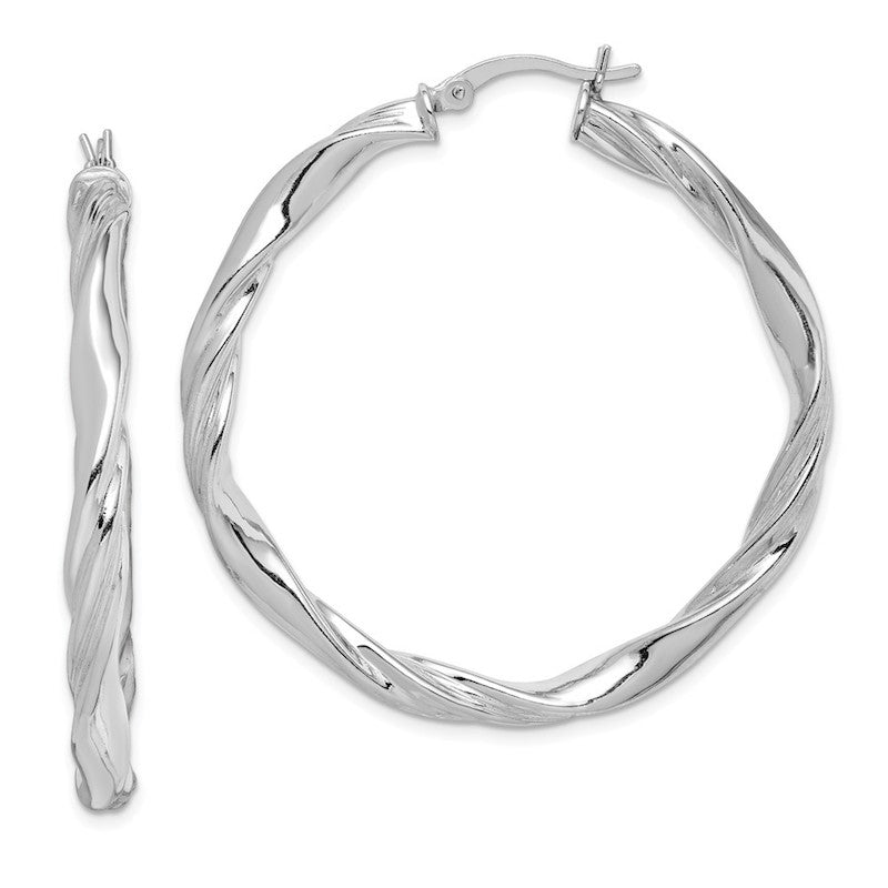 Quality Gold Sterling Silver Rhodium Plated 45mm Twist Hoop Earrings