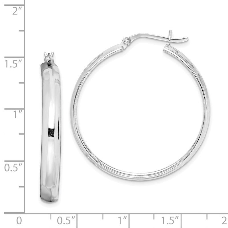 Quality Gold Sterling Silver 4mm x 34 Hoop Earrings