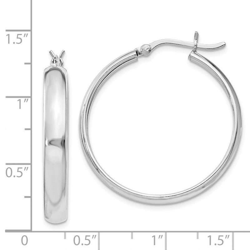 Quality Gold Sterling Silver 4mm x 30 Hoop Earrings