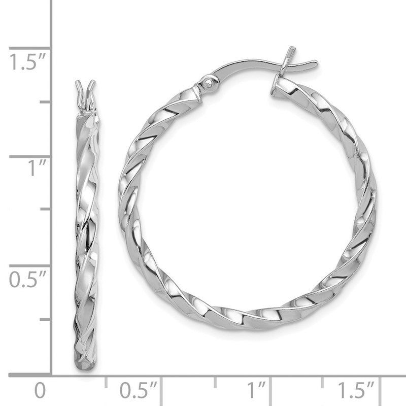 Quality Gold Sterling Silver Twisted 30mm Hoop Earrings