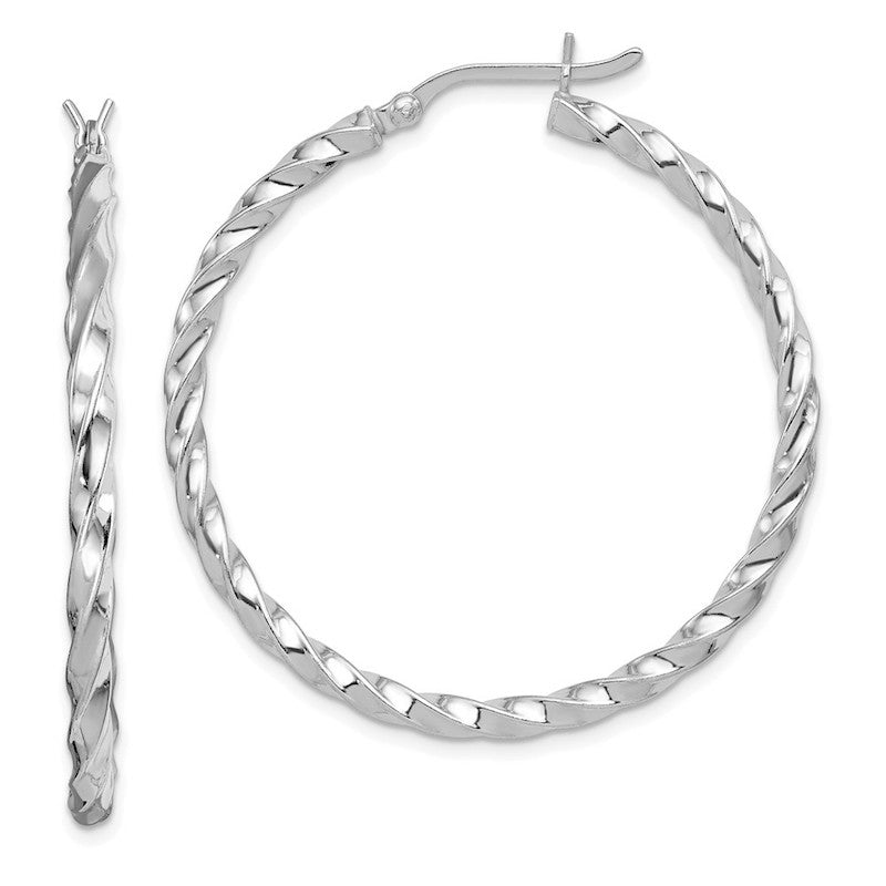 Quality Gold Sterling Silver Twist 40mm Hoop Earrings