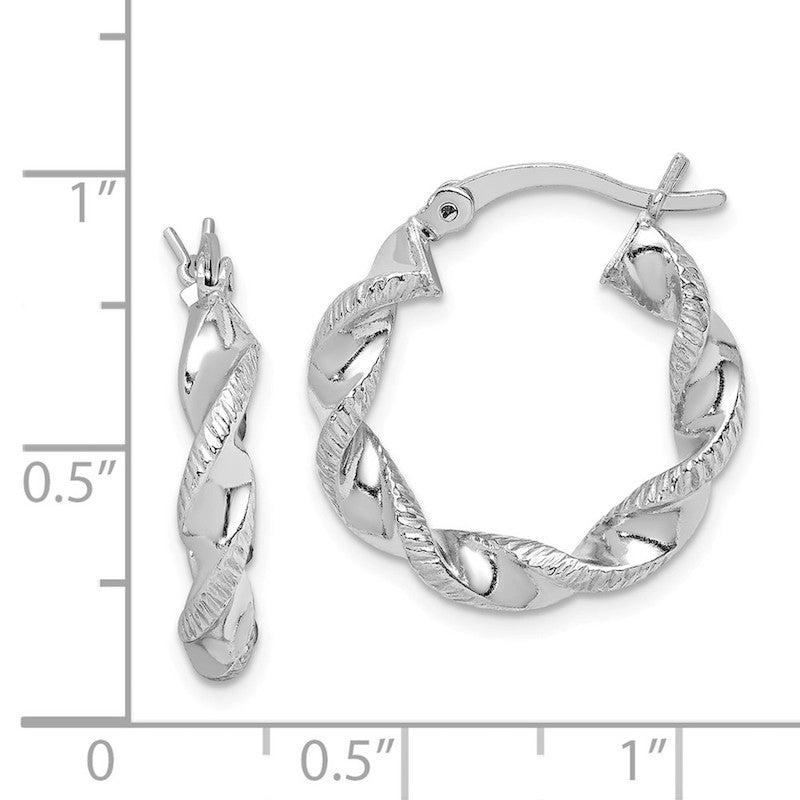 Quality Gold Sterling Silver Rhodium PlatedTwist 20mm Hoop Earrings