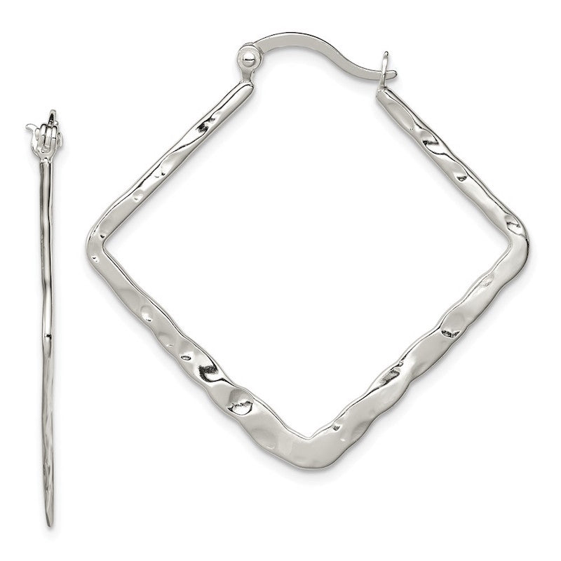 Quality Gold Sterling Silver Hammered & Polished Fancy Hoop Earrings