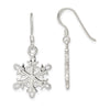 Quality Gold Sterling Silver Polished & Satin CZ Snowflake Dangle Earrings