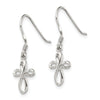 Quality Gold Sterling Silver Rhodium-plated Polished Cross Dangle Earrings