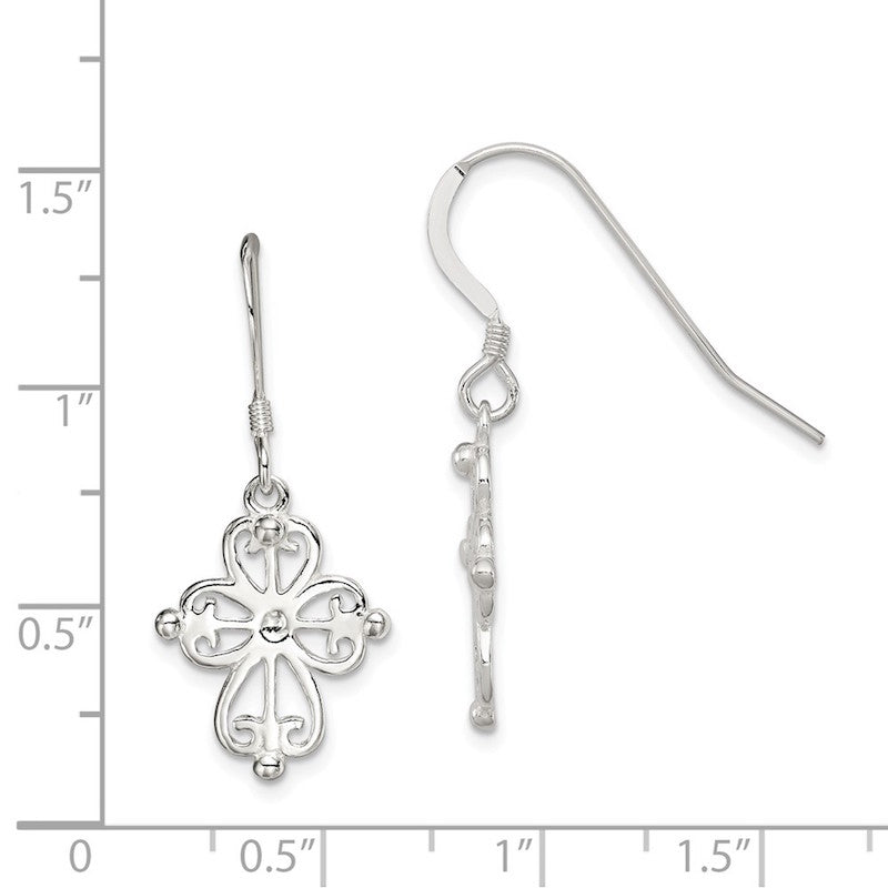 Quality Gold Sterling Silver Cross Dangle Earrings