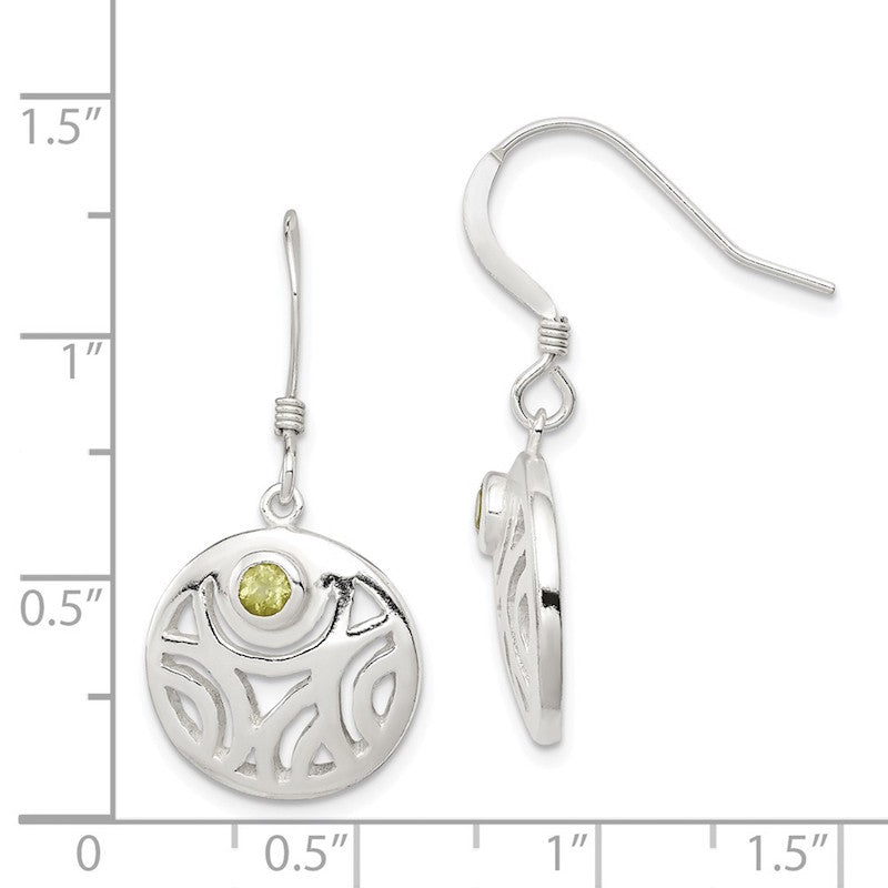 Quality Gold Sterling Silver & Peridot Round Polished Dangle Earrings