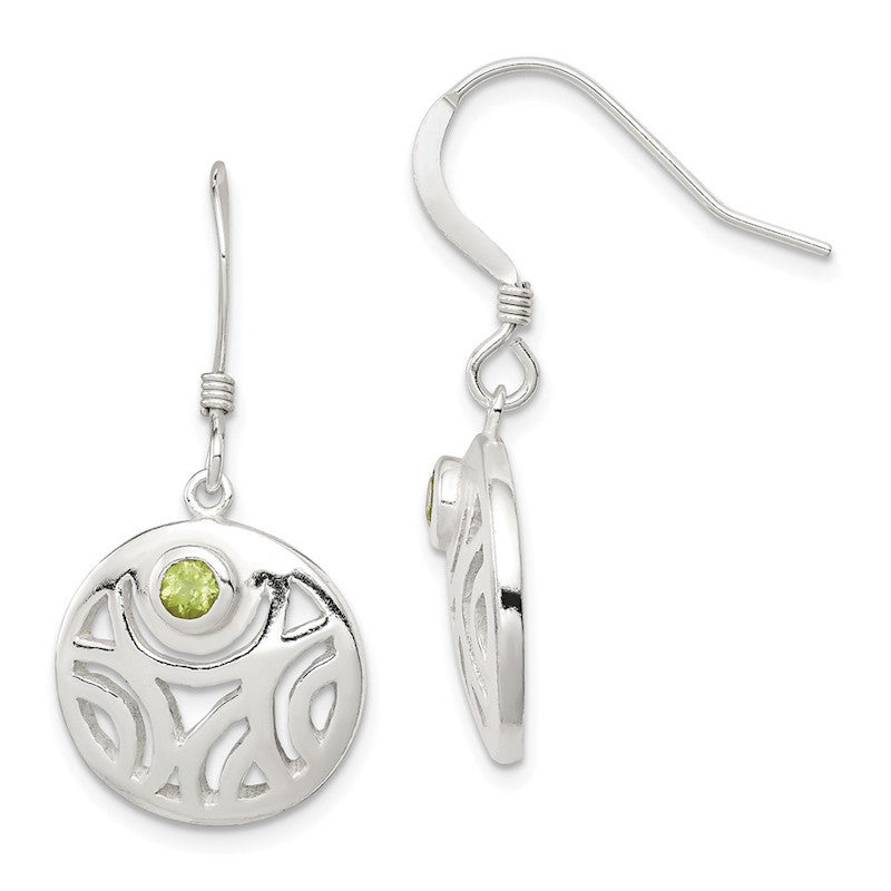 Quality Gold Sterling Silver & Peridot Round Polished Dangle Earrings