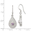 Quality Gold Sterling Silver & Amethyst Polished Fancy Filigree Dangle Earrings