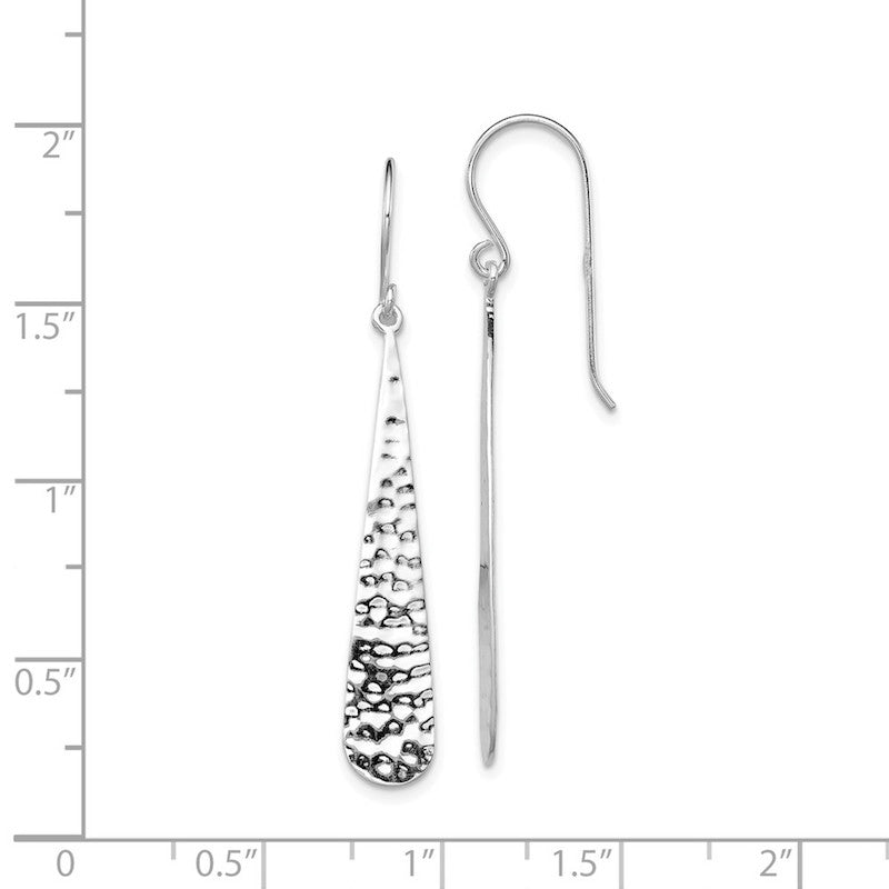 Quality Gold Sterling Silver Rhodium-plated Hammered Teardrop Dangle Earrings