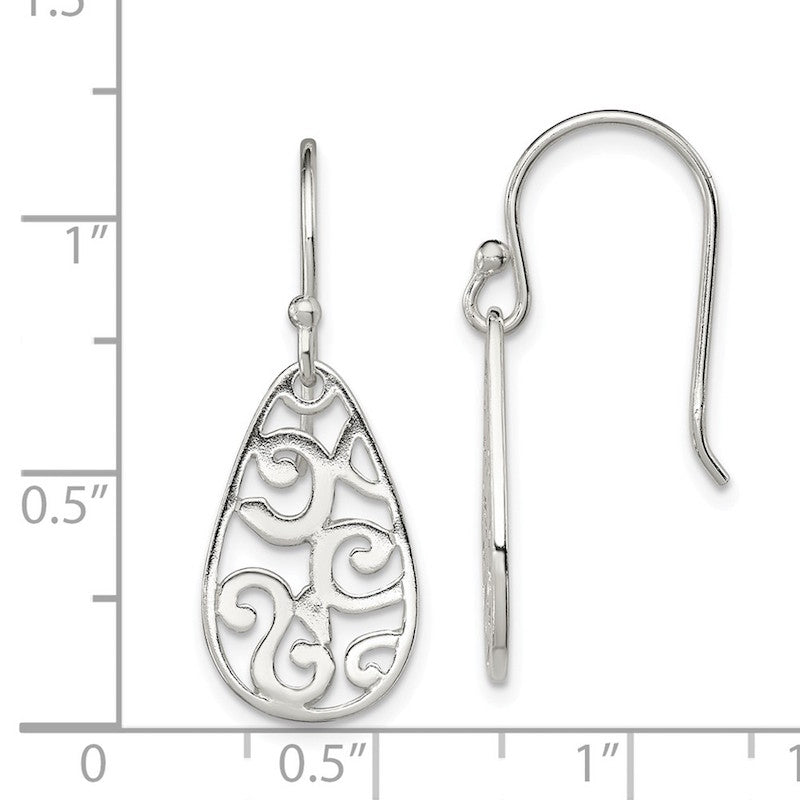 Quality Gold Sterling Silver Filigree Oval Dangle Earrings