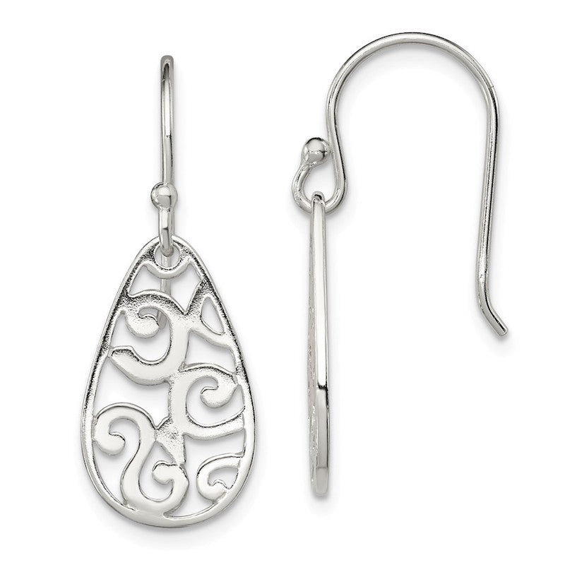 Quality Gold Sterling Silver Filigree Oval Dangle Earrings