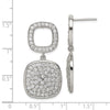 Quality Gold Sterling Silver Open CZ Square & Hanging Full Square CZ Post Dangle Earring