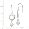 Quality Gold Sterling Silver & Glass Imitation Pearl Polished Fancy Dangle Earrings