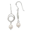 Quality Gold Sterling Silver & Glass Imitation Pearl Polished Fancy Dangle Earrings