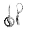 Quality Gold Sterling Silver Black & White CZ Yin Yang Dangle Earrings