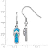 Quality Gold Sterling Silver Blue Inlay Opal Sandal Dangle Earrings