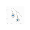 Quality Gold Sterling Silver Blue Opal Inlay Center Heart Dangle Earrings