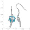 Quality Gold Sterling Silver Blue Opal Inlay Palm Tree Dangle Earrings