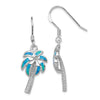 Quality Gold Sterling Silver Blue Opal Inlay Palm Tree Dangle Earrings