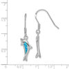 Quality Gold Sterling Silver Blue Opal Inlay Dolphin Dangle Earrings