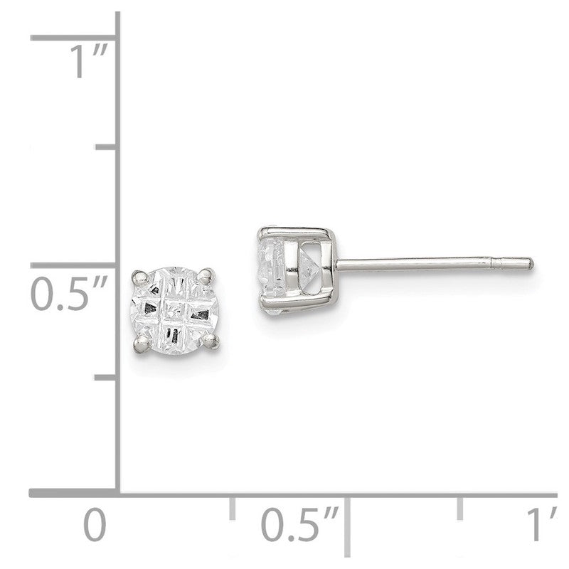 Quality Gold Sterling Silver 5mm Round 4 Prong CZ Stud Earrings