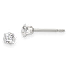 Quality Gold Sterling Silver 3mm Square Snap Set CZ Stud Earrings