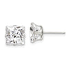 Quality Gold Sterling Silver 8mm Square Snap Set CZ Stud Earrings