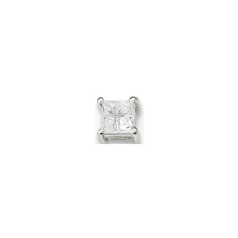 Quality Gold Sterling Silver 4mm Square CZ Basket Set Stud Earrings