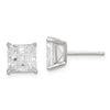 Quality Gold Sterling Silver 7mm Square CZ Basket Set Stud Earrings