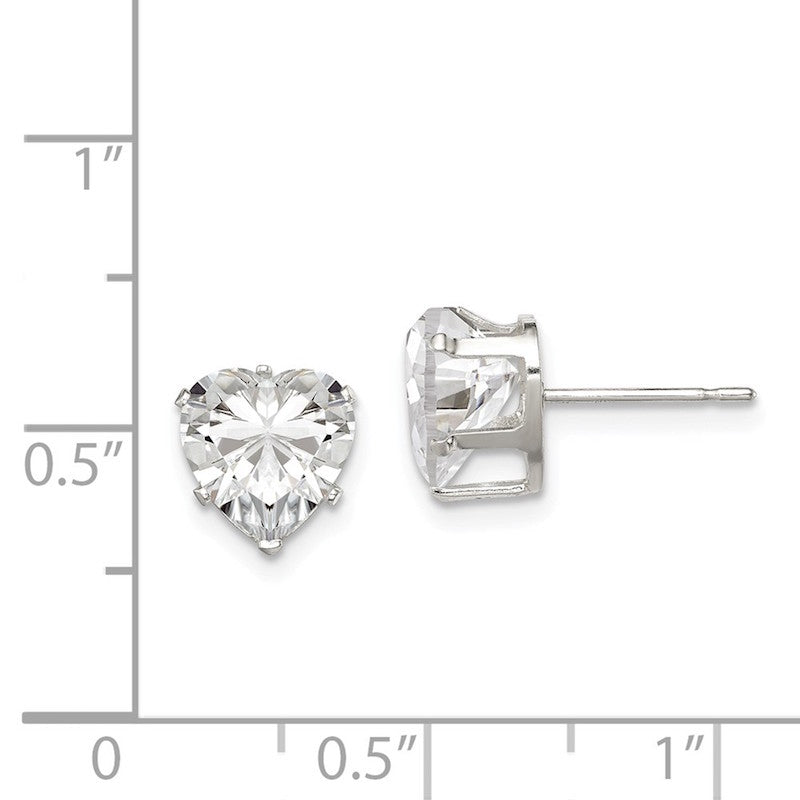 Quality Gold Sterling Silver 8mm Heart Snap Set CZ Stud Earrings