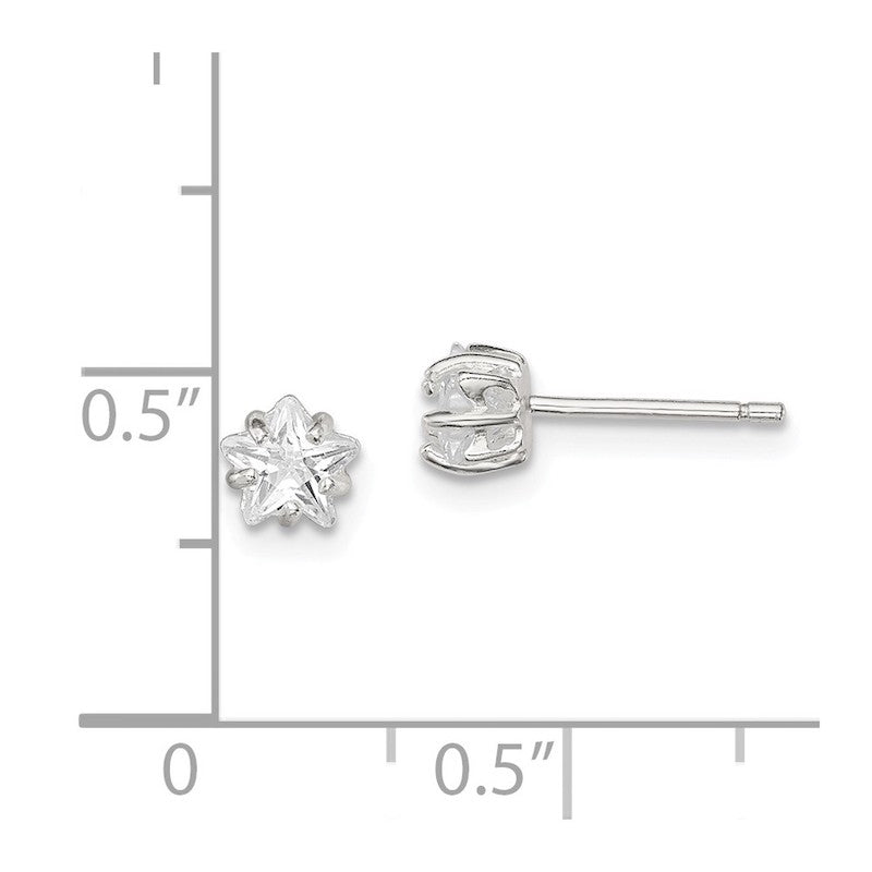 Quality Gold Sterling Silver 5mm Star Basket Set CZ Stud Earrings