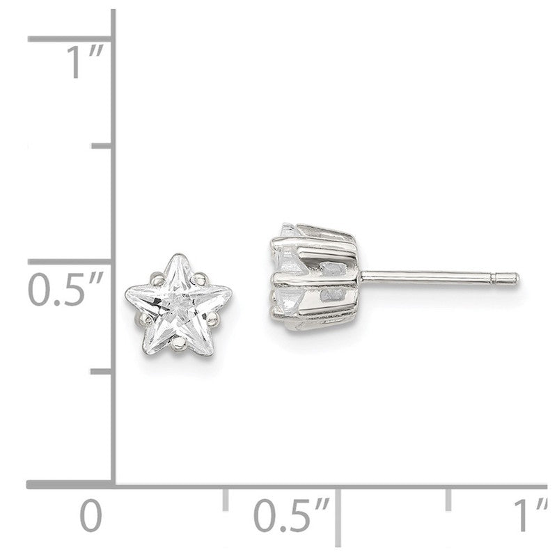 Quality Gold Sterling Silver 6mm Star Basket Set CZ Stud Earrings