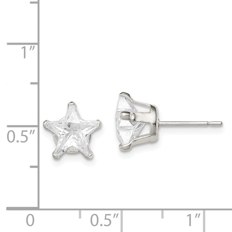 Quality Gold Sterling Silver 8mm Star Snap Set CZ Stud Earrings