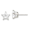 Quality Gold Sterling Silver 8mm Star Snap Set CZ Stud Earrings