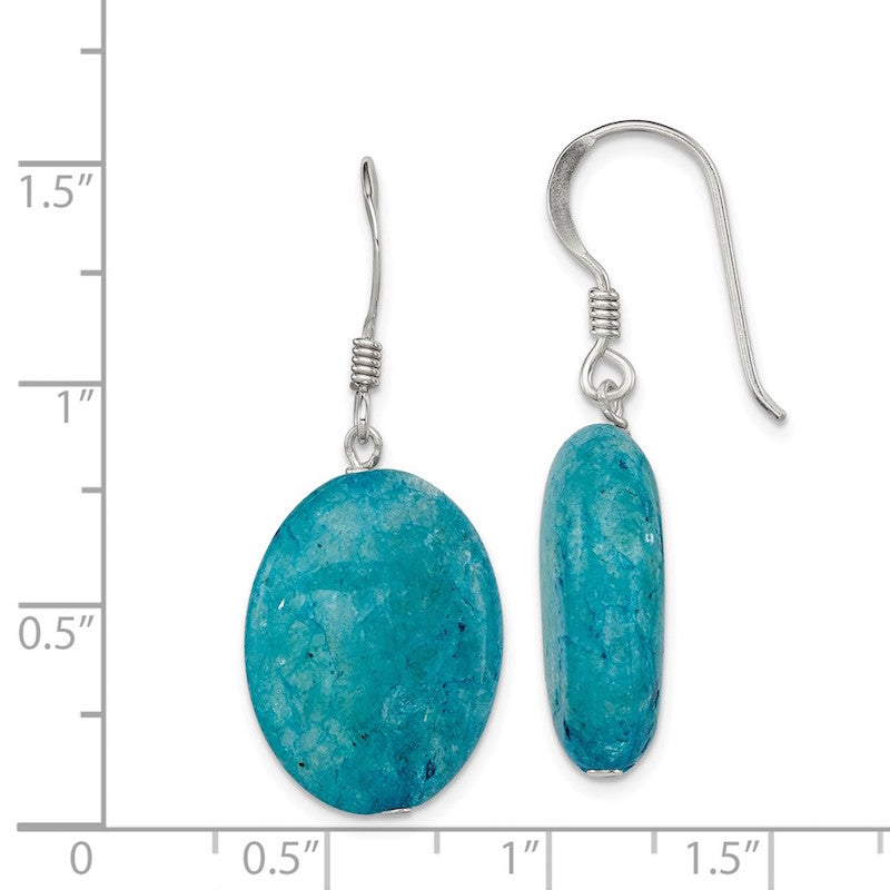 Quality Gold Sterling Silver Small Crack Aventurine Teal Dangle Earrings