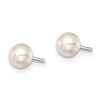 Quality Gold Sterling Silver 4-5mm White FW Cultured Button Pearl Stud Earrings