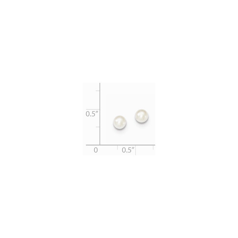 Quality Gold Sterling Silver 4-5mm White FW Cultured Button Pearl Stud Earrings