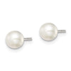 Quality Gold Sterling Silver 5-6mm White FW Cultured Button Pearl Stud Earrings